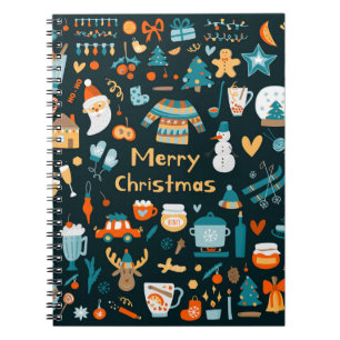 Cuaderno Navidades hechos a mano y elementos de Año Nuevo.