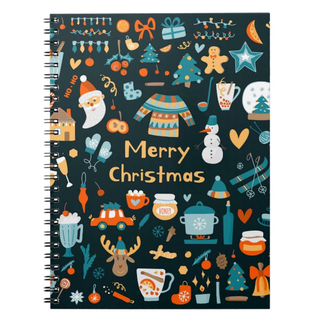 Cuaderno Navidades hechos a mano y elementos de Año Nuevo. (Frente)