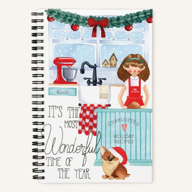 Cuaderno Navidades Holiday Recipe Book Nombre personalizado (Anverso)