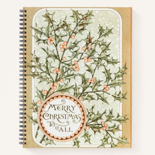 Cuaderno Navidades Holly Bonito saludo antiguo