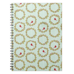 Cuaderno Navidades Holly Wreath Cardinal Notebook