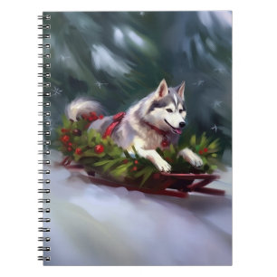 Cuaderno Navidades Husky siberianos nevan el invierno