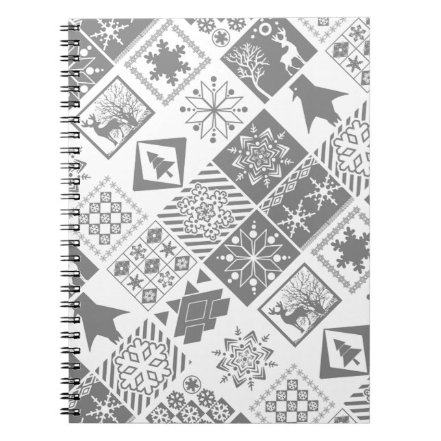Cuaderno Navidades impecables patchwork snowflake nieve cie (Frente)