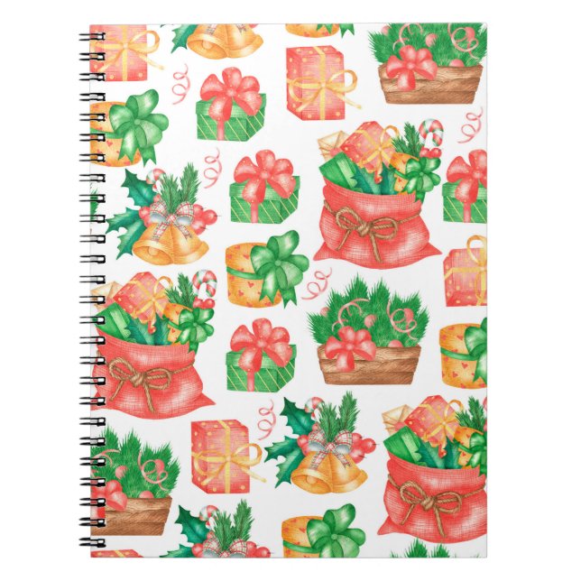 Cuaderno Navidades impecables y patrón de Año Nuevo con un  (Frente)