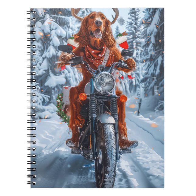 Cuaderno Navidades irlandeses de motocicletas Red Setter Do (Frente)