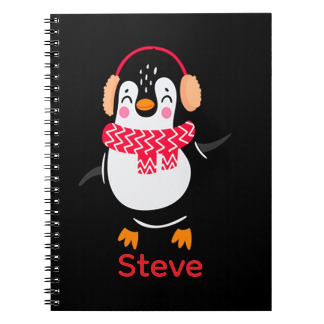 Cuaderno Navidades Jolly Penguin en una bufanda con bocanad (Frente)