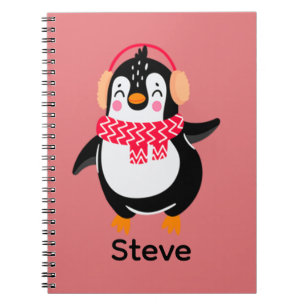 Cuaderno Navidades Jolly Penguin en una bufanda con bocanad