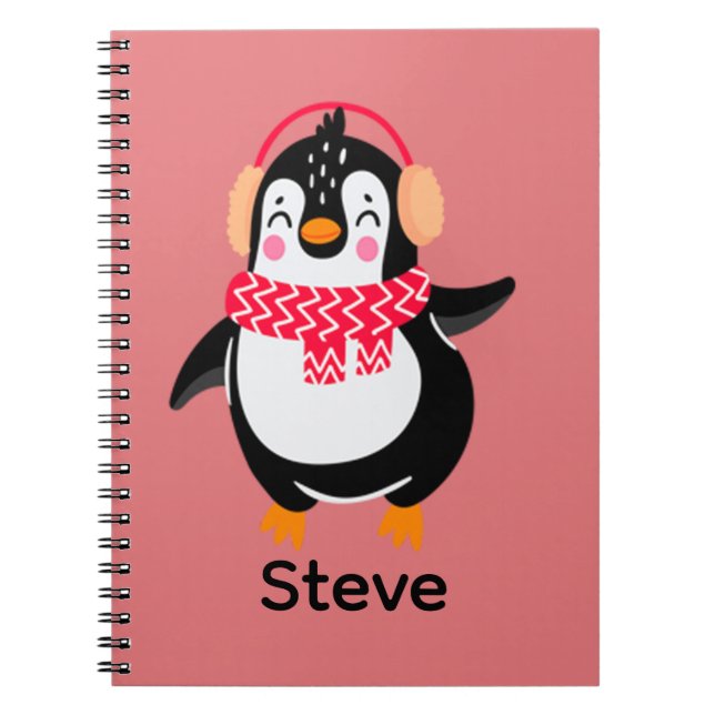 Cuaderno Navidades Jolly Penguin en una bufanda con bocanad (Frente)