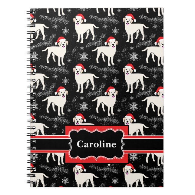 Cuaderno Navidades Labrador recuperadores en Santa Hats (Frente)