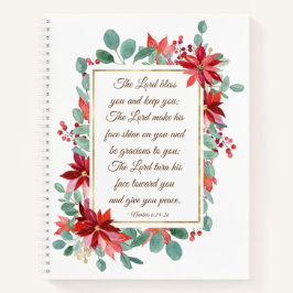 Cuaderno Navidades Lord Bless You Bible Verse Poinsettia