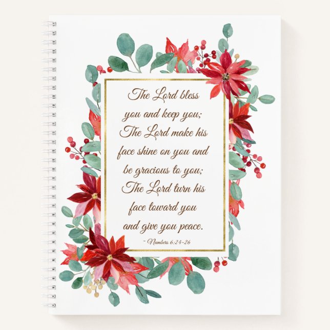Cuaderno Navidades Lord Bless You Bible Verse Poinsettia (Anverso)