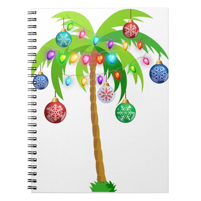 Cuaderno Navidades luces palmera hawaii playa tropical x (Frente)