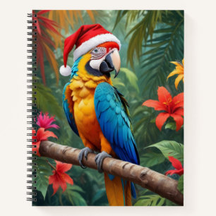 Cuaderno Navidades Macaw Con Un Sombrero Santa-56483