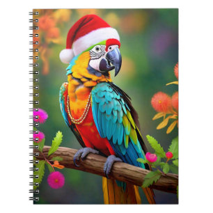 Cuaderno Navidades Macaw Con Un Sombrero Santa-56485