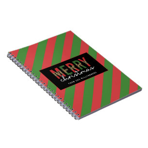Cuaderno Navidades modernos leopardo imprimen rayas verdes 