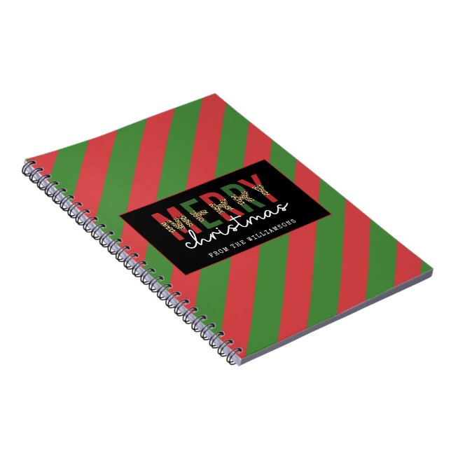 Cuaderno Navidades modernos leopardo imprimen rayas verdes  (Lado Derecho)