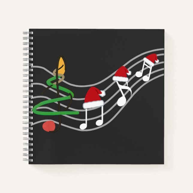 Cuaderno Navidades Music Notes Santa Hat Treble Clef (Anverso)
