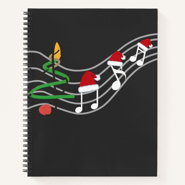 Cuaderno Navidades Music Notes Santa Hat Treble Clef (Anverso)
