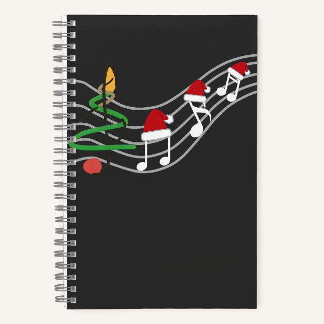 Cuaderno Navidades Music Notes Santa Hat Treble Clef (Anverso)