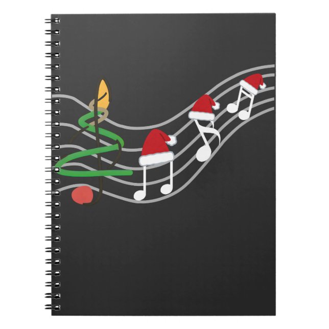 Cuaderno Navidades Music Notes Santa Hat Treble Clef (Frente)