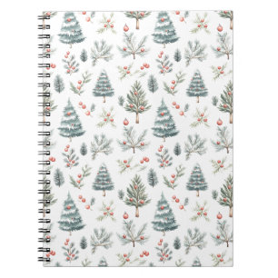 Cuaderno Navidades naturaleza color de agua de patrón de am