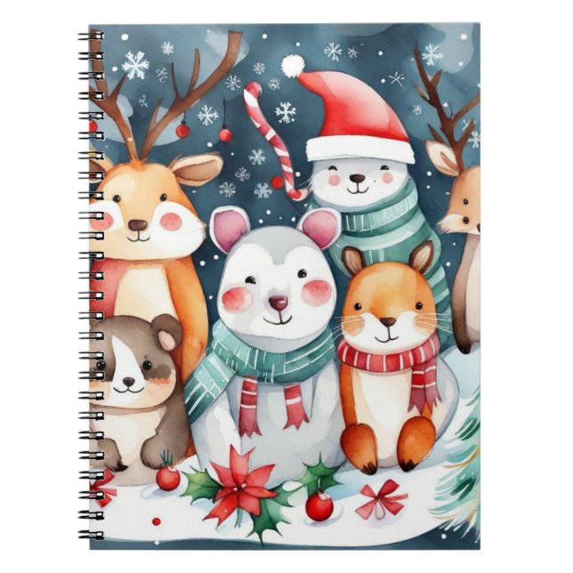 Cuaderno Navidades Navidades temáticos lindos animales (Frente)
