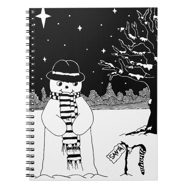 Cuaderno navidades negros y blancos lindos de la escena nev (Frente)