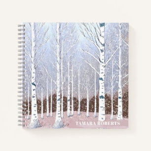Cuaderno Navidades nevados de árboles birch Dusty Blue ID10