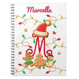 Cuaderno Navidades Nombre Monograma Personalizado Gingerbre