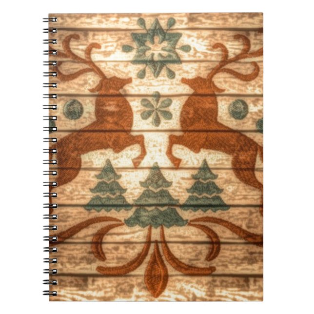 Cuaderno Navidades nórdicos de renos primitivos (Frente)