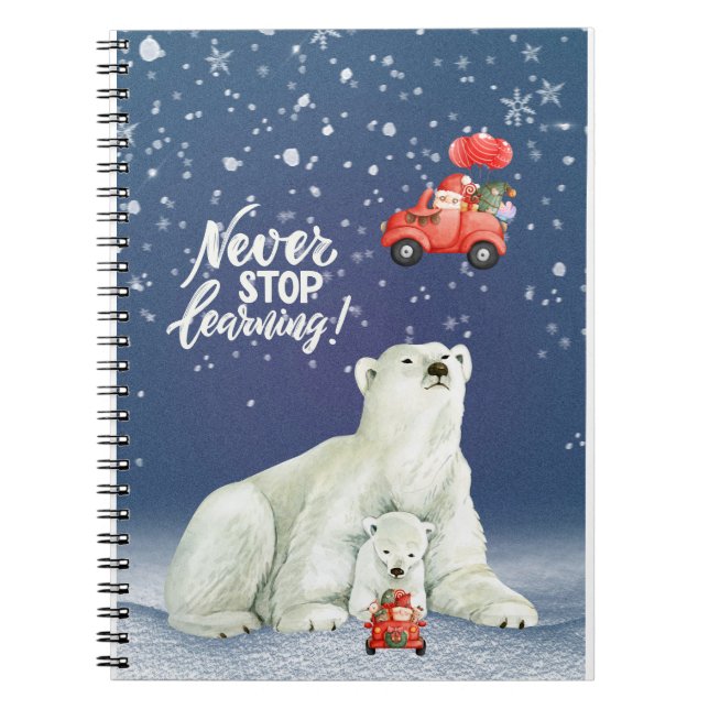 Cuaderno Navidades oso polar con gnomos festivos (Frente)