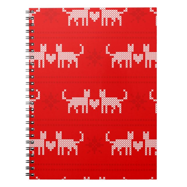 Cuaderno Navidades patrones cruzados de los gatos en el amo (Frente)