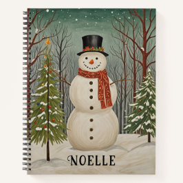 Cuaderno Navidades personalizados de la escena nevada de Fr