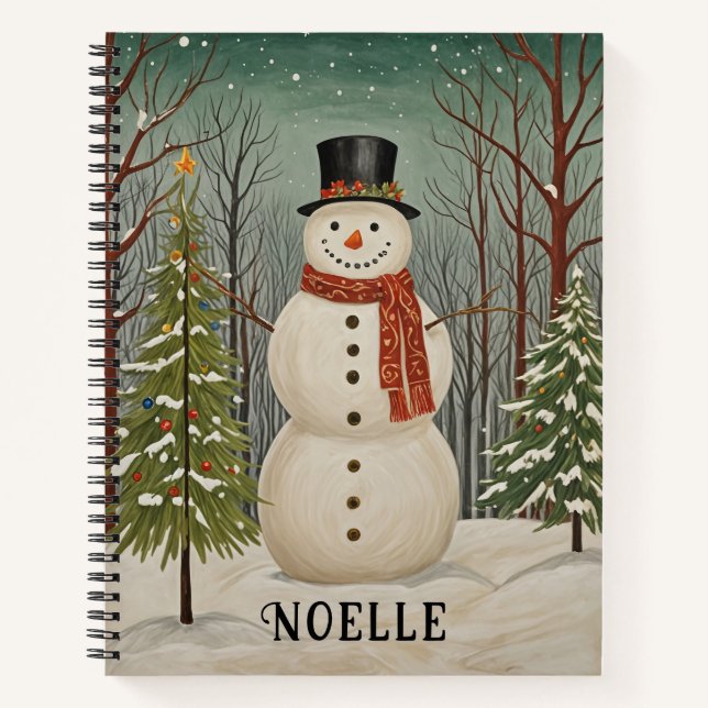 Cuaderno Navidades personalizados de la escena nevada de Fr (Anverso)