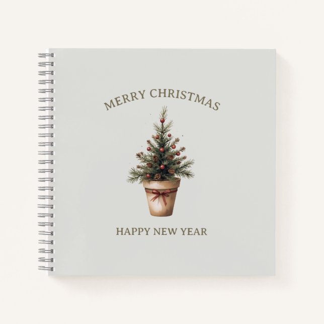 Cuaderno Navidades pinecone tree rústico personalizado de v (Anverso)