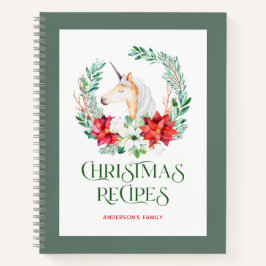 Cuaderno Navidades poinsettia y corona unicornio