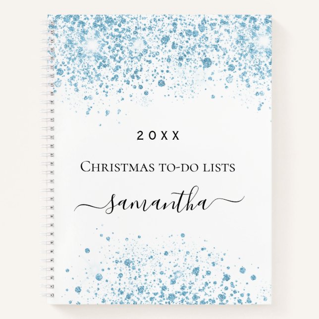 Cuaderno Navidades purpurina azul invierno blanco para hace (Anverso)