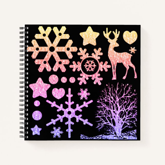 Cuaderno Navidades purpurina brillar elementos secuenciales (Anverso)