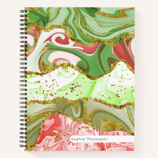 Cuaderno Navidades purpurinas navidades mármol pastel (Anverso)