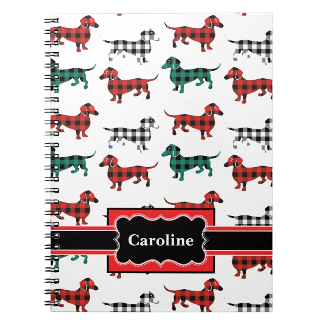 Cuaderno Navidades Red Flannel Dachshunds Cute Dogs (Frente)