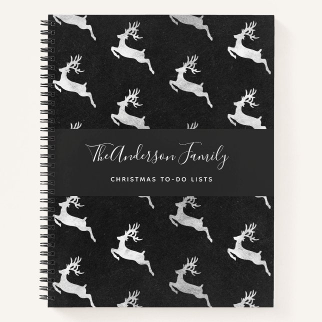 Cuaderno Navidades renos pizarra negra para hacer listas (Anverso)