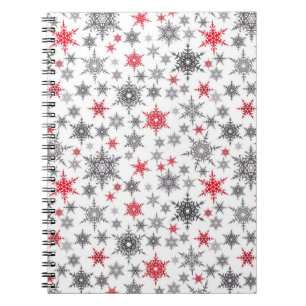 Cuaderno Navidades, rojo, blanco, copos de nieve, invierno,