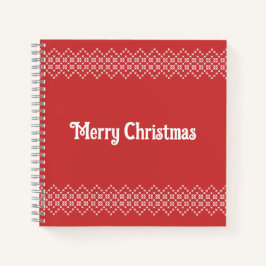 Cuaderno Navidades rojos bordan arte de copos de nieve