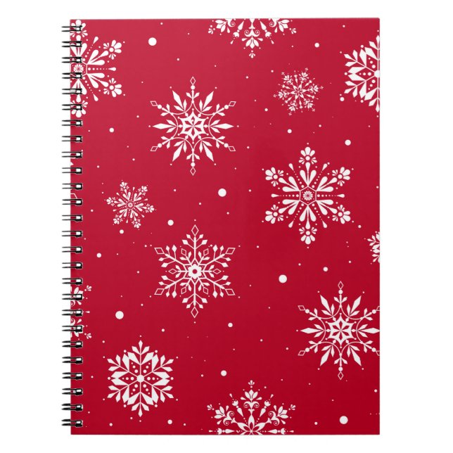 Cuaderno Navidades rojos de copas de nieve (Frente)