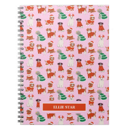 Cuaderno Navidades rosados Chica de perros