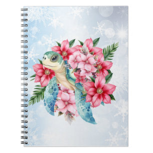 Cuaderno Navidades rosas extravagantes Tortuga marina flora