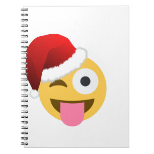 Cuaderno navidades santa claus emoji guiñada por el ojo