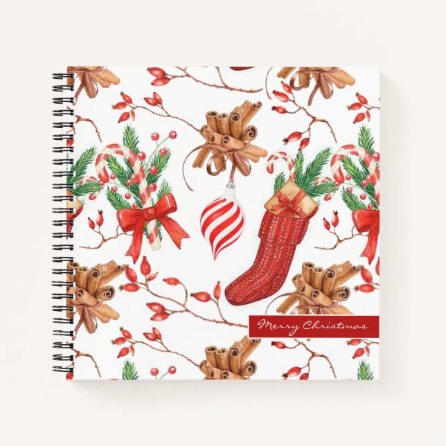 Cuaderno Navidades Scents Cinnamon and Peppermint Pattern (Anverso)