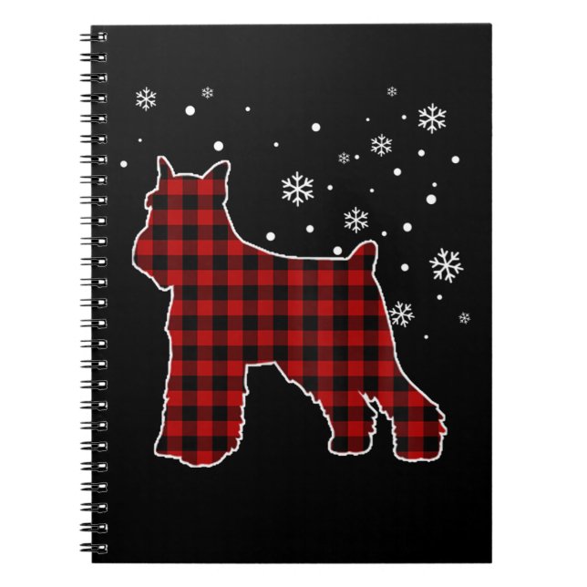 Cuaderno Navidades Schnauzer estándar Perro Buffalo Plaid (Frente)
