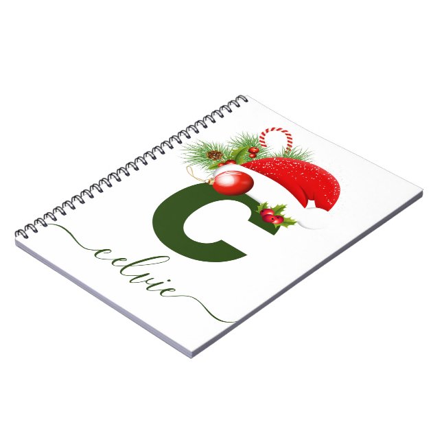 Cuaderno Navidades simples de monogramas personalizados por (Lado Izquierdo)